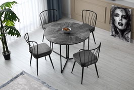 Aucune Mesa de comedor YAPRAK Antracita Redonda